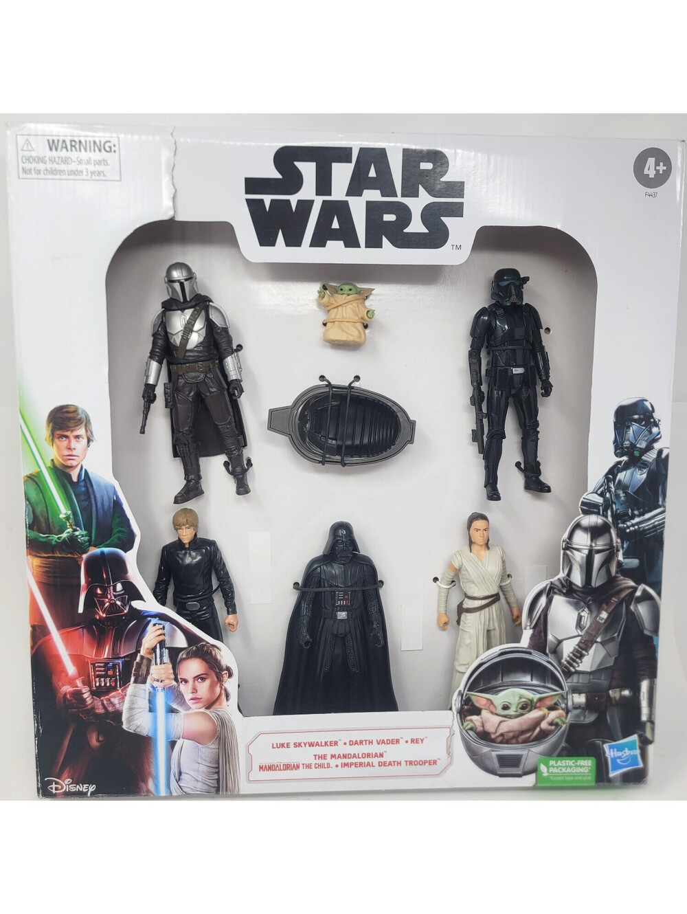 Star Wars 6 Figure Set Mandalorian Grogu Luke Vader Rey Death Trooper Hasbro